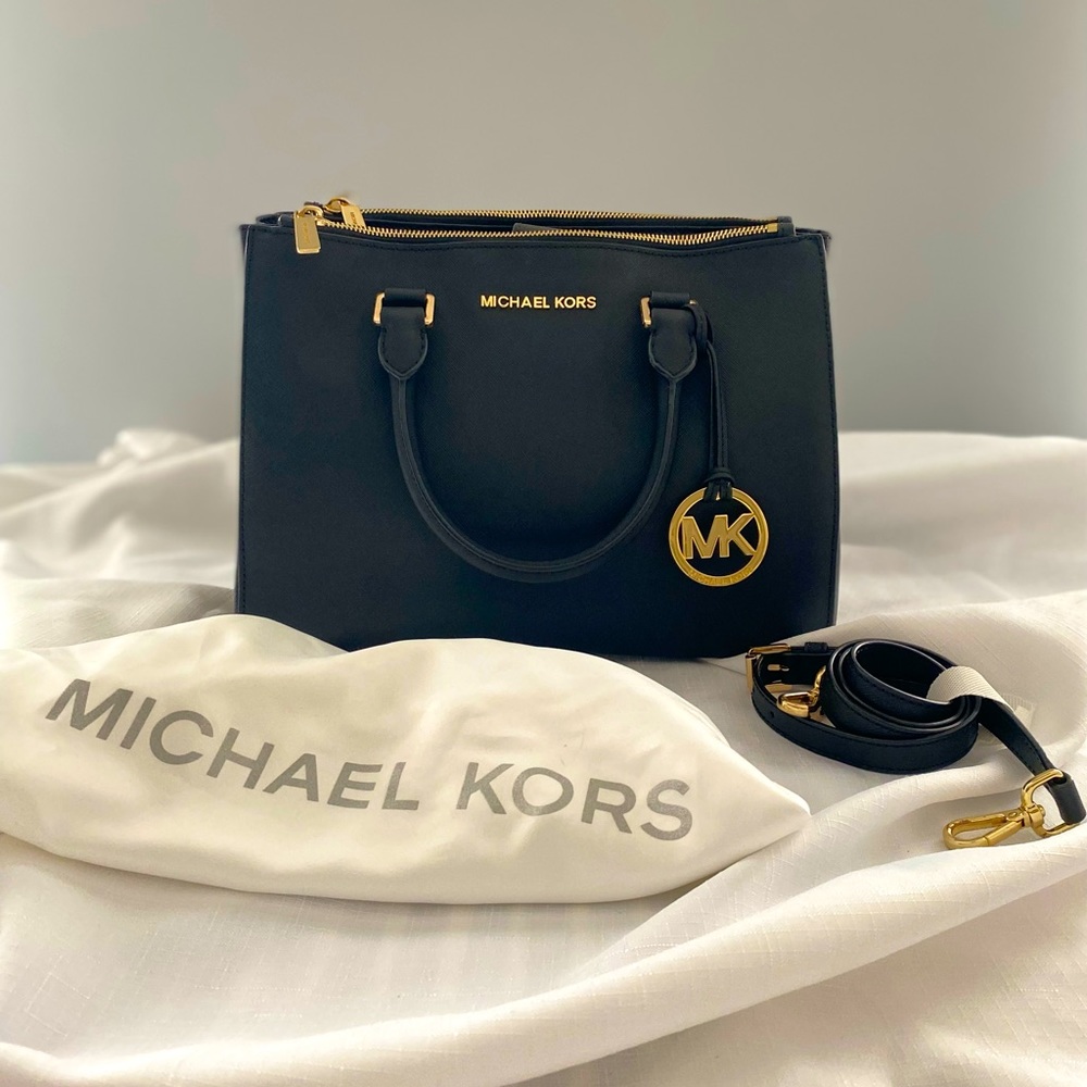 Michael Kors cross body top handle leather satchel